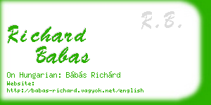 richard babas business card